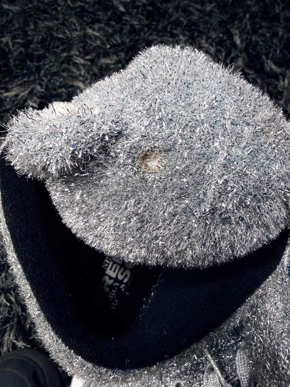 Sz(8) Adidas x Jeremy Scott silver tinsel teddy bear